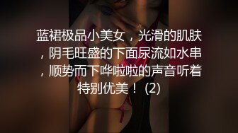 蓝裙极品小美女，光滑的肌肤，阴毛旺盛的下面尿流如水串，顺势而下哗啦啦的声音听着特别优美！ (2)